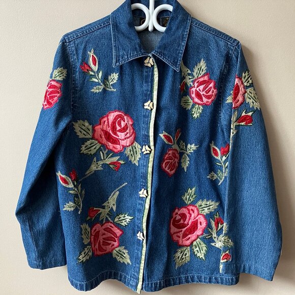 Allure Jackets & Blazers - Vintage Appliqued Denim Jacket